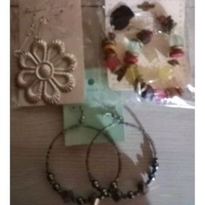 Lot of 3 Women's Boho Earrings Hoops Dangle Fashion Jewelry NWT
